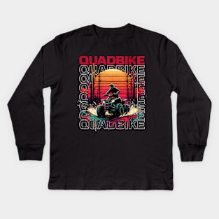 Quadbike Multitext Design Kids Long Sleeve T-Shirt